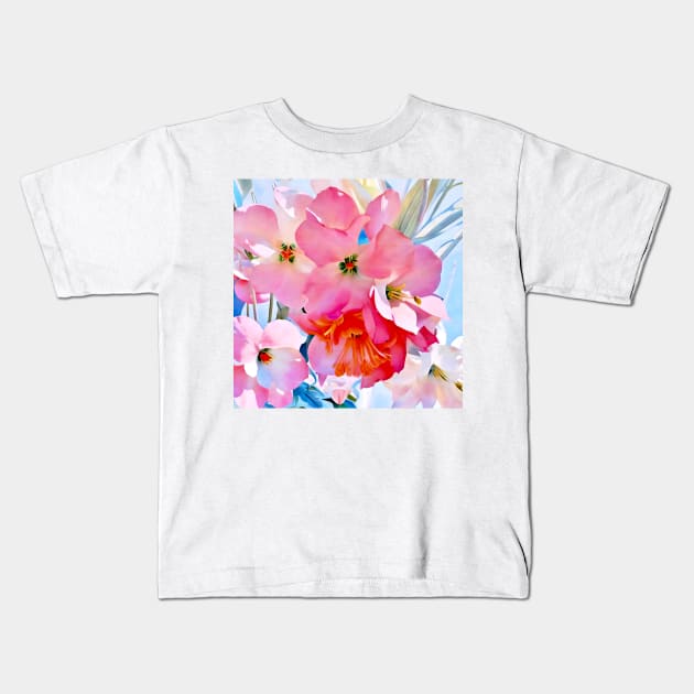 Blossoms in Pink and Blue Kids T-Shirt by DANAROPER